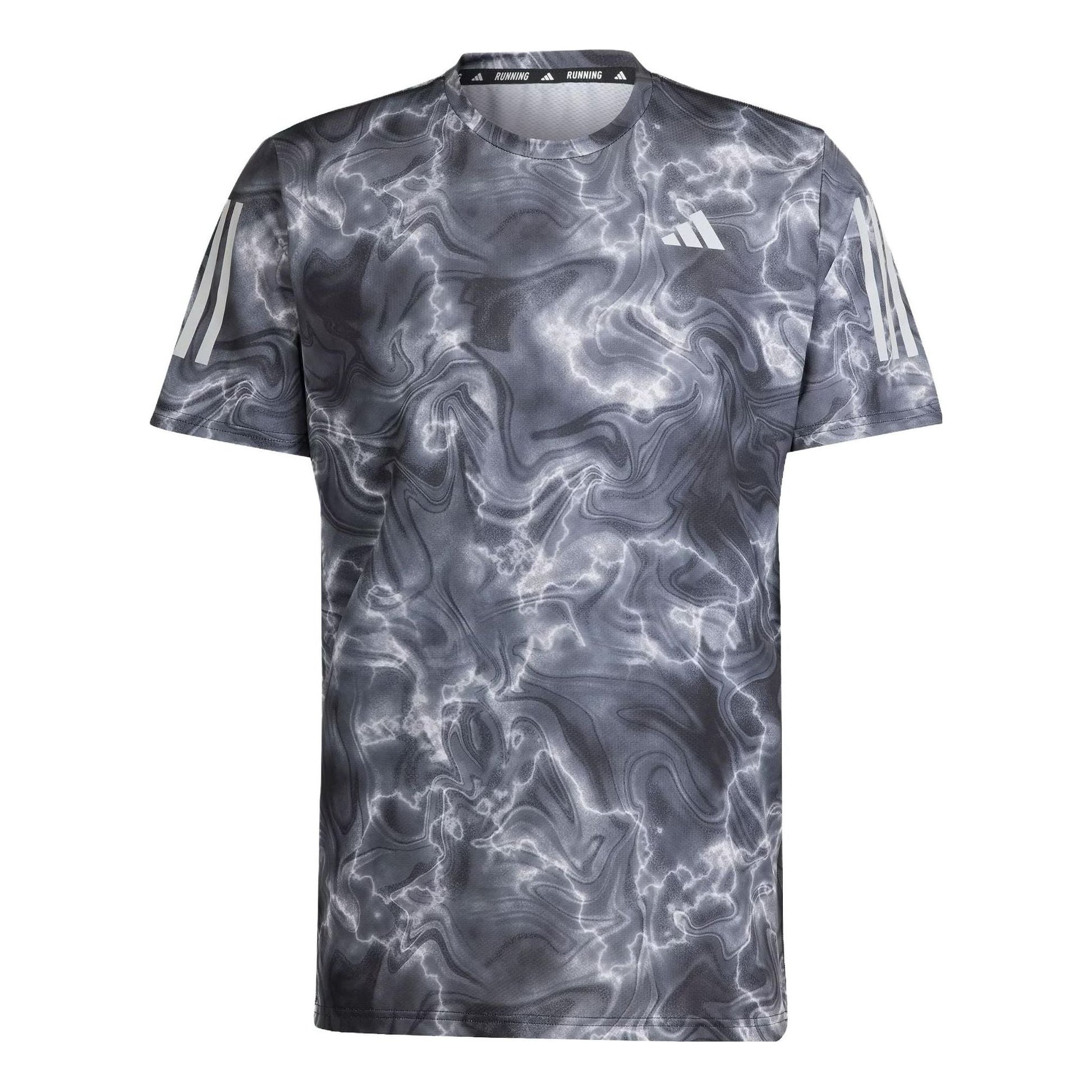 adidas Own The Run Allover Print T-Shirt 'Silver Grey White' IB6394