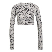 (WMNS) adidas by Stella McCartney TrueStrength Long Sleeve Cropped Top Asia Sizing 'White Black' HC6851