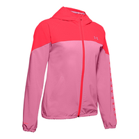 (WMNS) Under Armour Woven Zipper hooded Jacket Pink Red 1351794-691