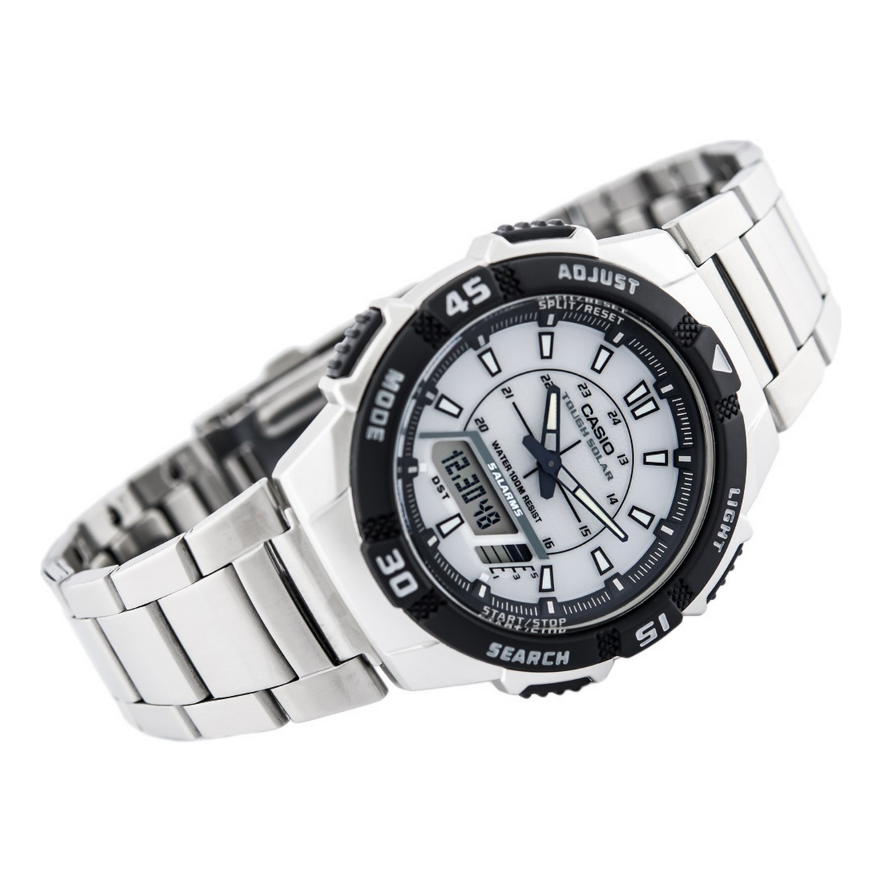 CASIO Waterproof Shockproof Solar Powered Quartz Sports Mens White Analog AQ-S800WD-7E