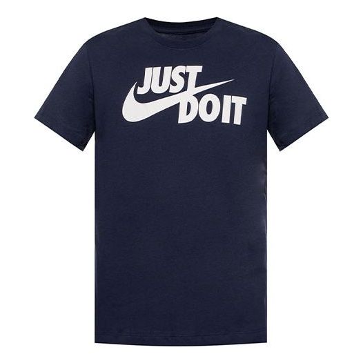 Nike Nsw Tee Just Do It Casual Sports Round Neck Short Sleeve Dark Blue AR5006-451