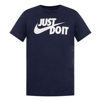 Nike Nsw Tee Just Do It Casual Sports Round Neck Short Sleeve Dark Blue AR5006-451