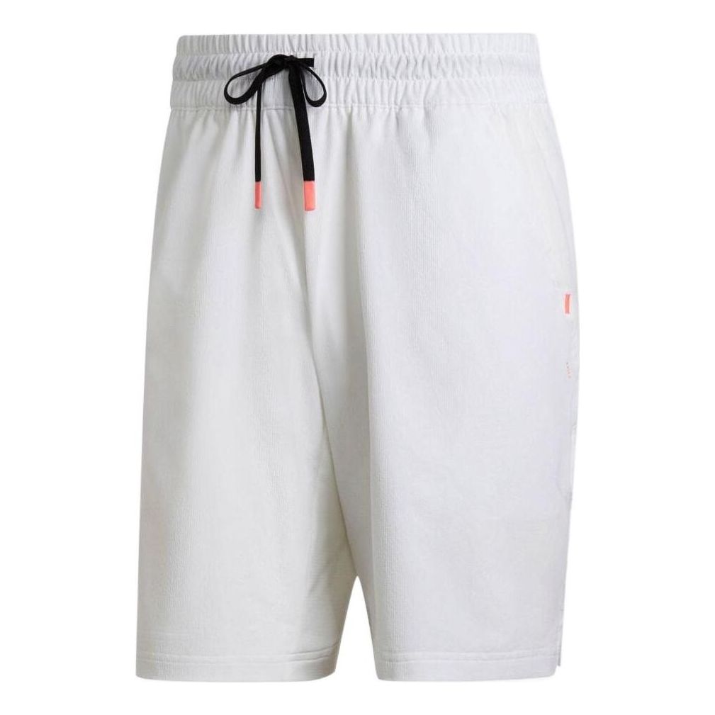 adidas Solid Color Elastic Waistband Lacing Sports Shorts White HB9149