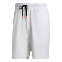 adidas Solid Color Elastic Waistband Lacing Sports Shorts White HB9149