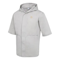 PUMA Summer Athleisure Casual Sports hooded Short Sleeve Jacket light grey 533733-09