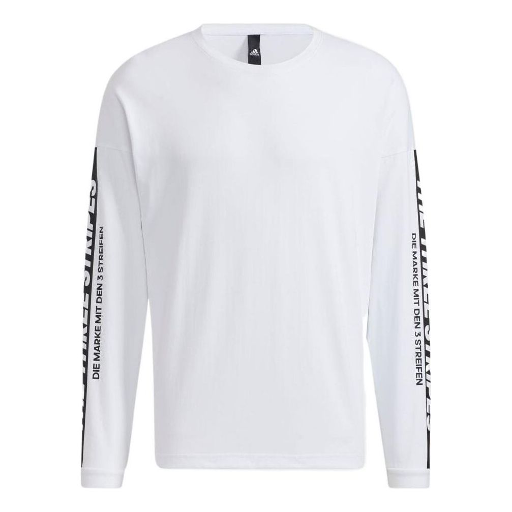 Men's adidas Alphabet Printing Round Neck Pullover Long Sleeves Japanese Version White T-Shirt HD0055