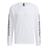 Men's adidas Alphabet Printing Round Neck Pullover Long Sleeves Japanese Version White T-Shirt HD0055