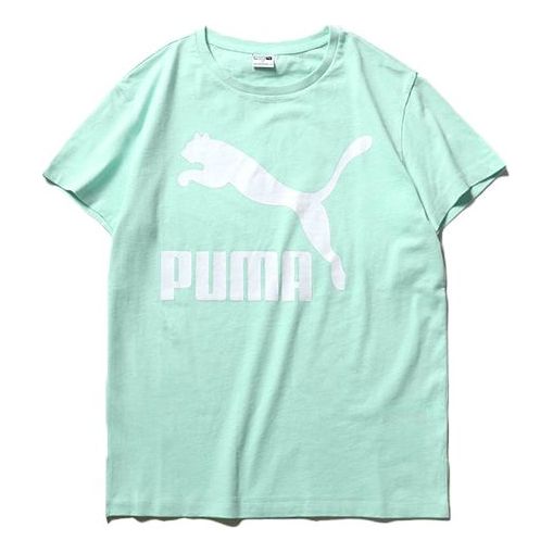 (WMNS) PUMA Large Logo Short Sleeve Green 596512-32
