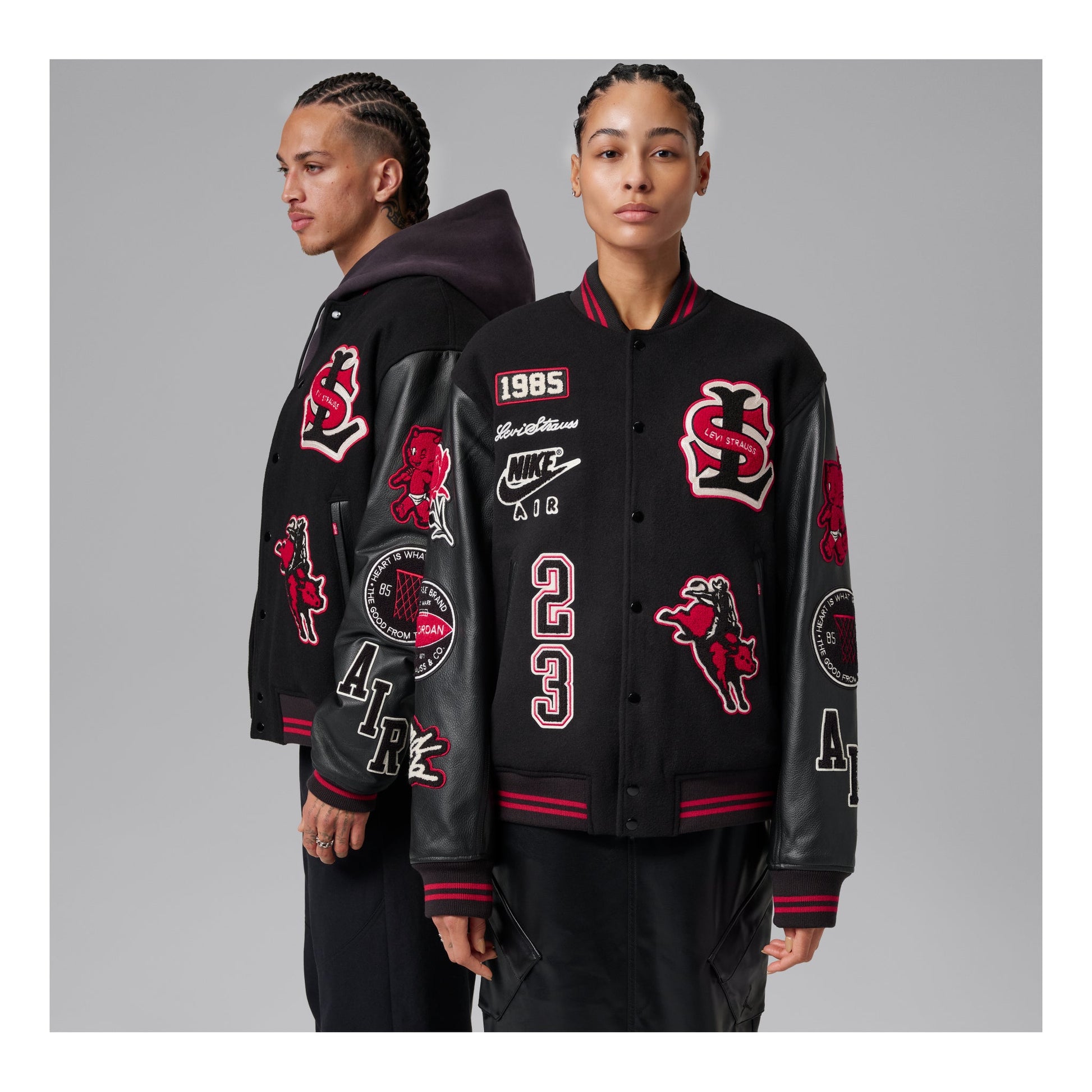 Air Jordan x Levi's Varsity Jacket Asia Sizing 'Black Gym Red' IM6740-010