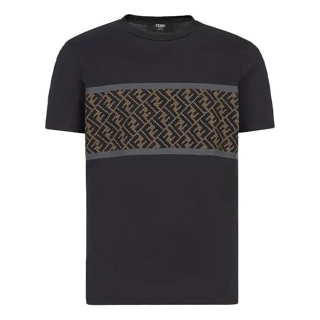Men's FENDI F Alphabet Short Sleeve Black FAF532AD3CF0GME