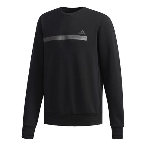 adidas Crew Swt Brand Printing Logo Round Neck Pullover Black DW4578