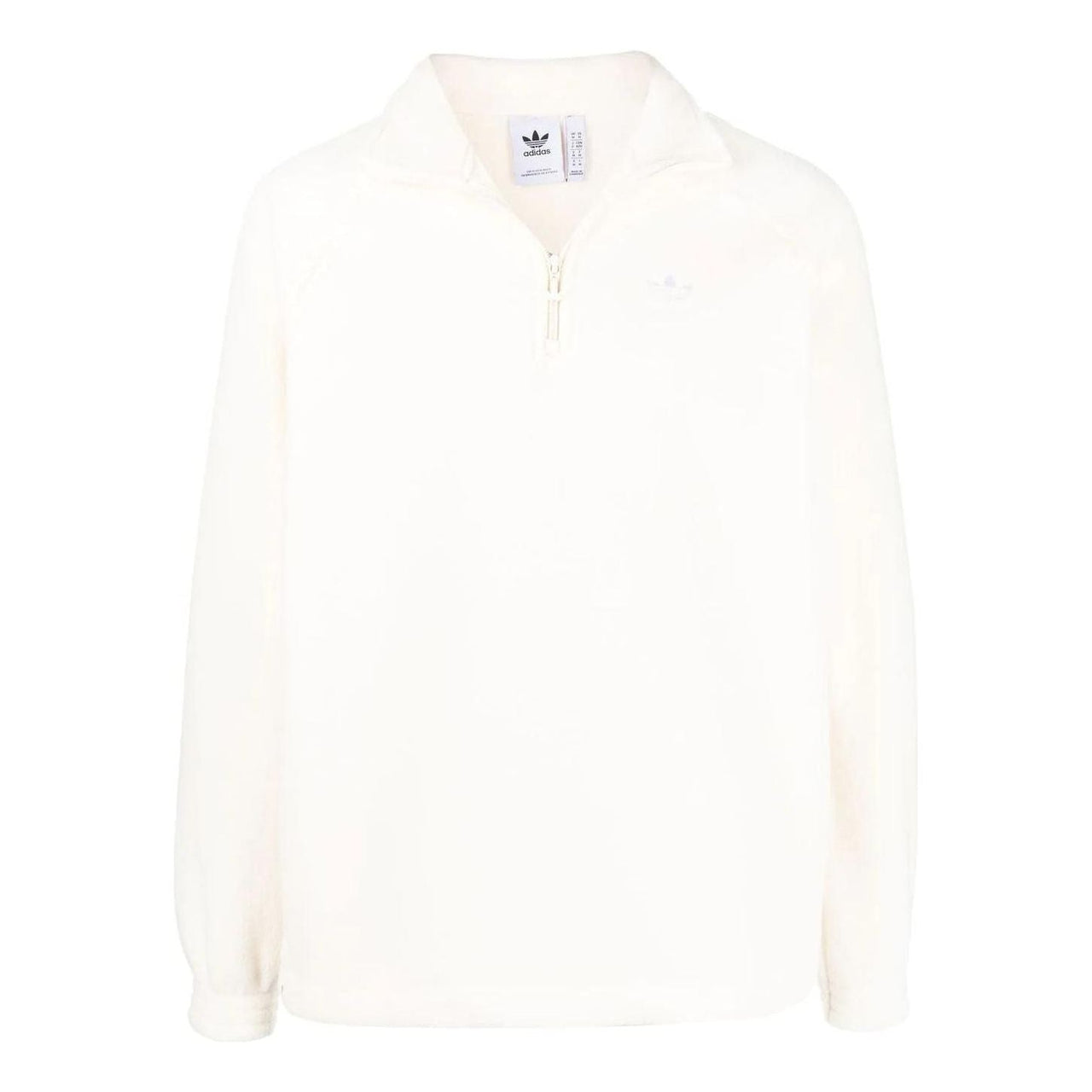 Men's adidas originals Solid Color Cuff High Collar Half Zipper Long Sleeves White HG1444