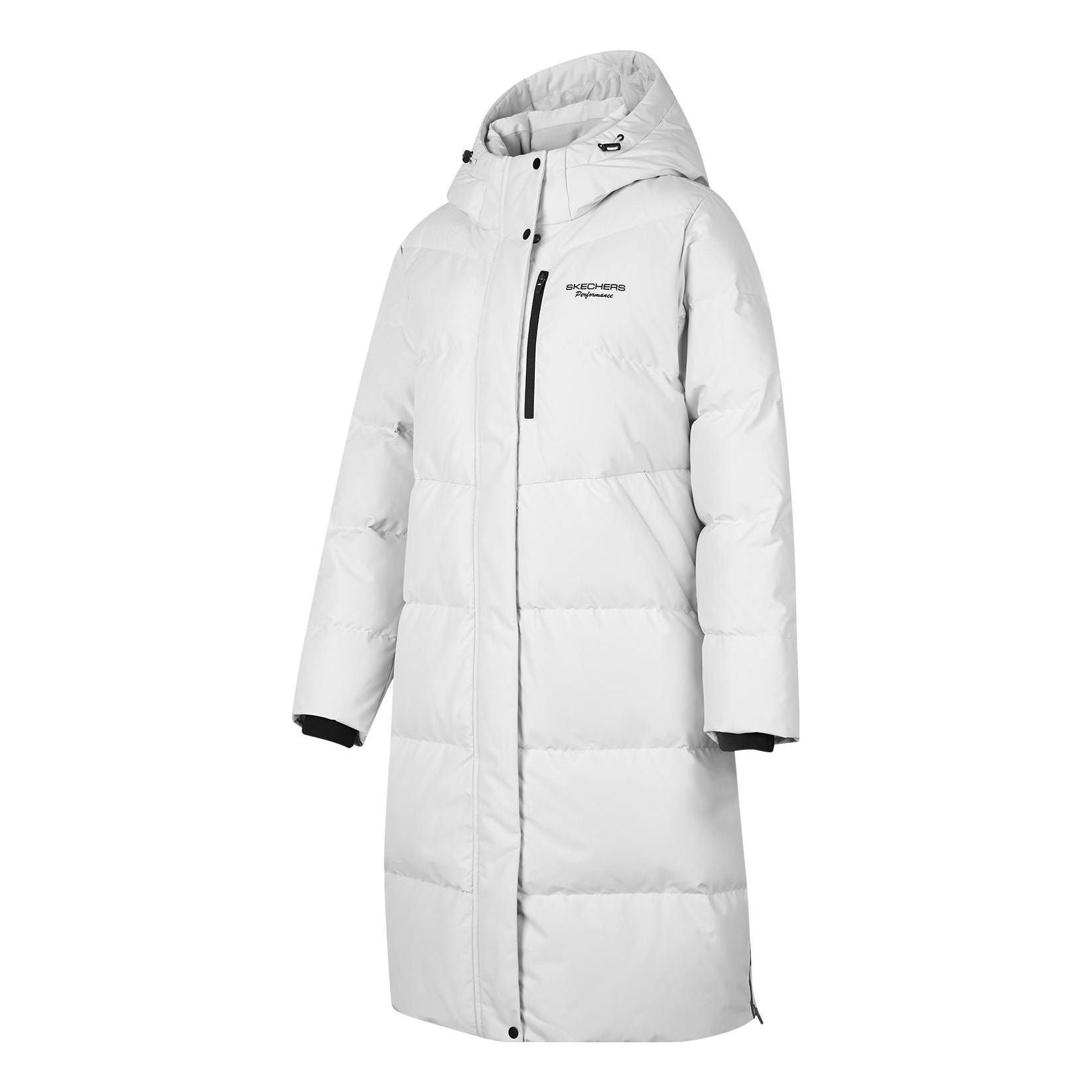(WMNS) Skechers Basic Long Down Jacket 'White' P423W126-00PD