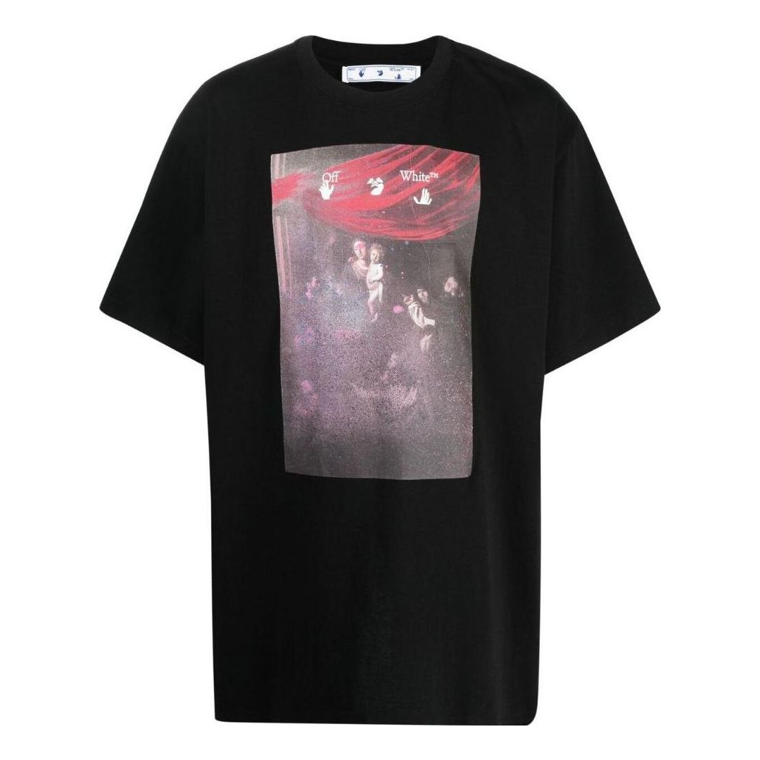 Men's Off-White SS22 Solid Color Pattern Printing Short Sleeve Version Black T-Shirt OMAA038S21JER00510011001