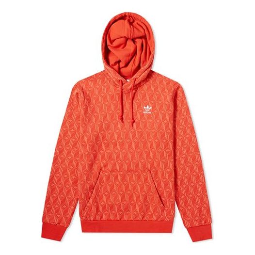 adidas originals Monogram Hoody Casual Sports Printing Drawstring Red FM3407