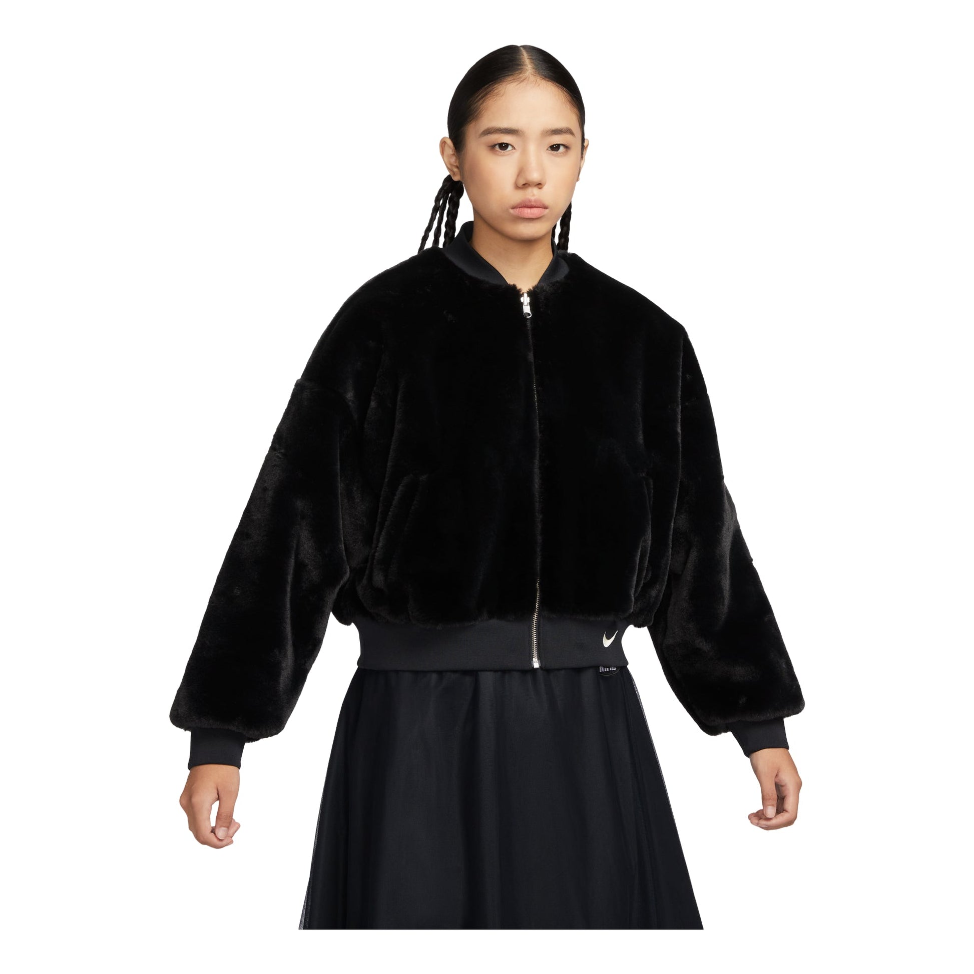 (WMNS) Nike Sportswear Reversible Faux Fur Bomber Jacket 'Black' FB8693-010