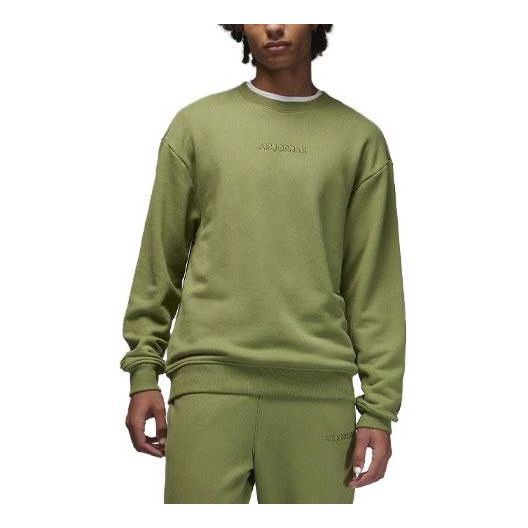Air Jordan Wordmark Fleece Crewneck Sweatshirt 'Olive Green' FJ7788-340
