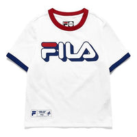 FILA FUSION 3D Contrasting Colors Logo Sports Slim Fit Short Sleeve White T11W135104F-WT
