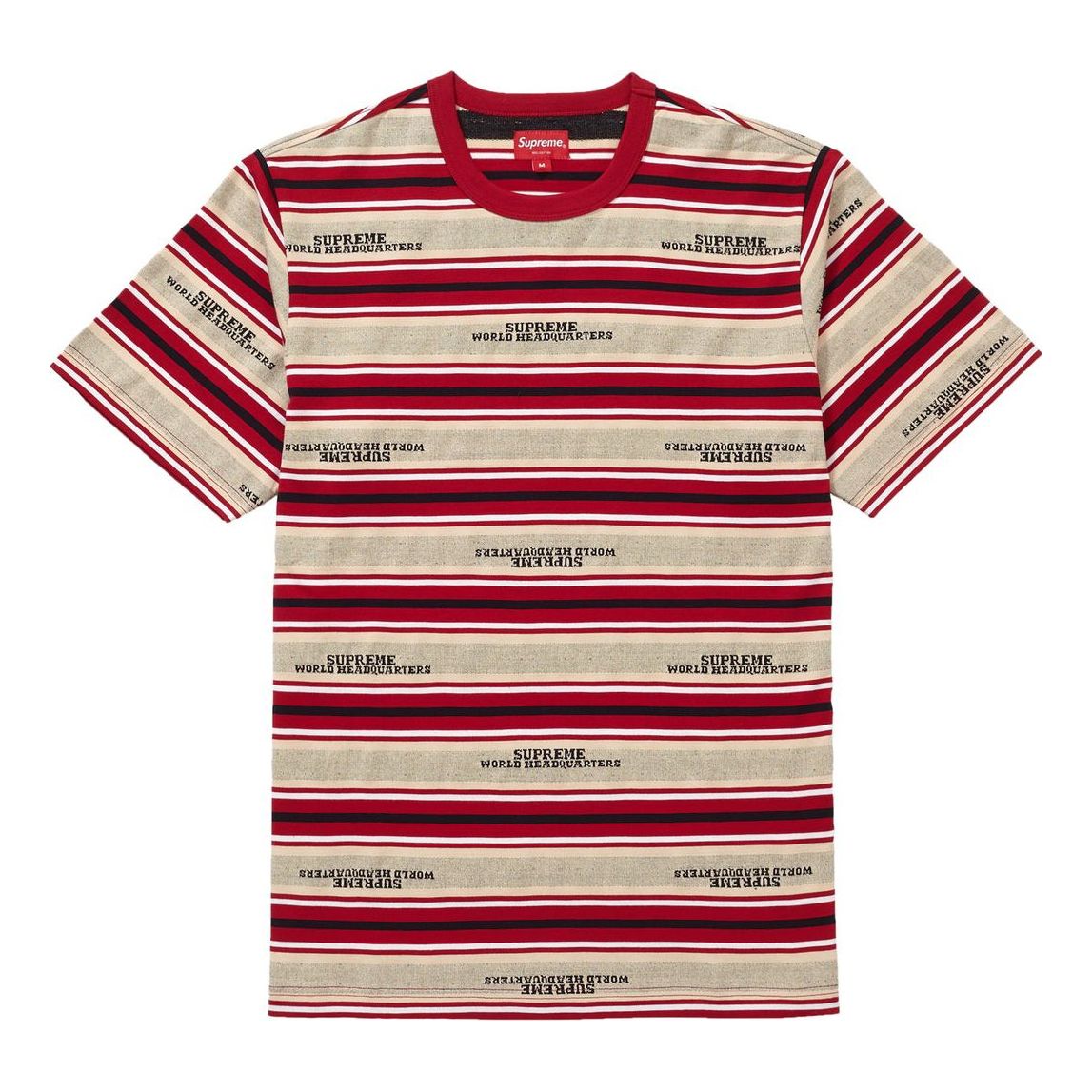 Supreme FW18 HQ Stripe S/S Top Tan Round Neck Short Sleeve Unisex SUP-FW18-733