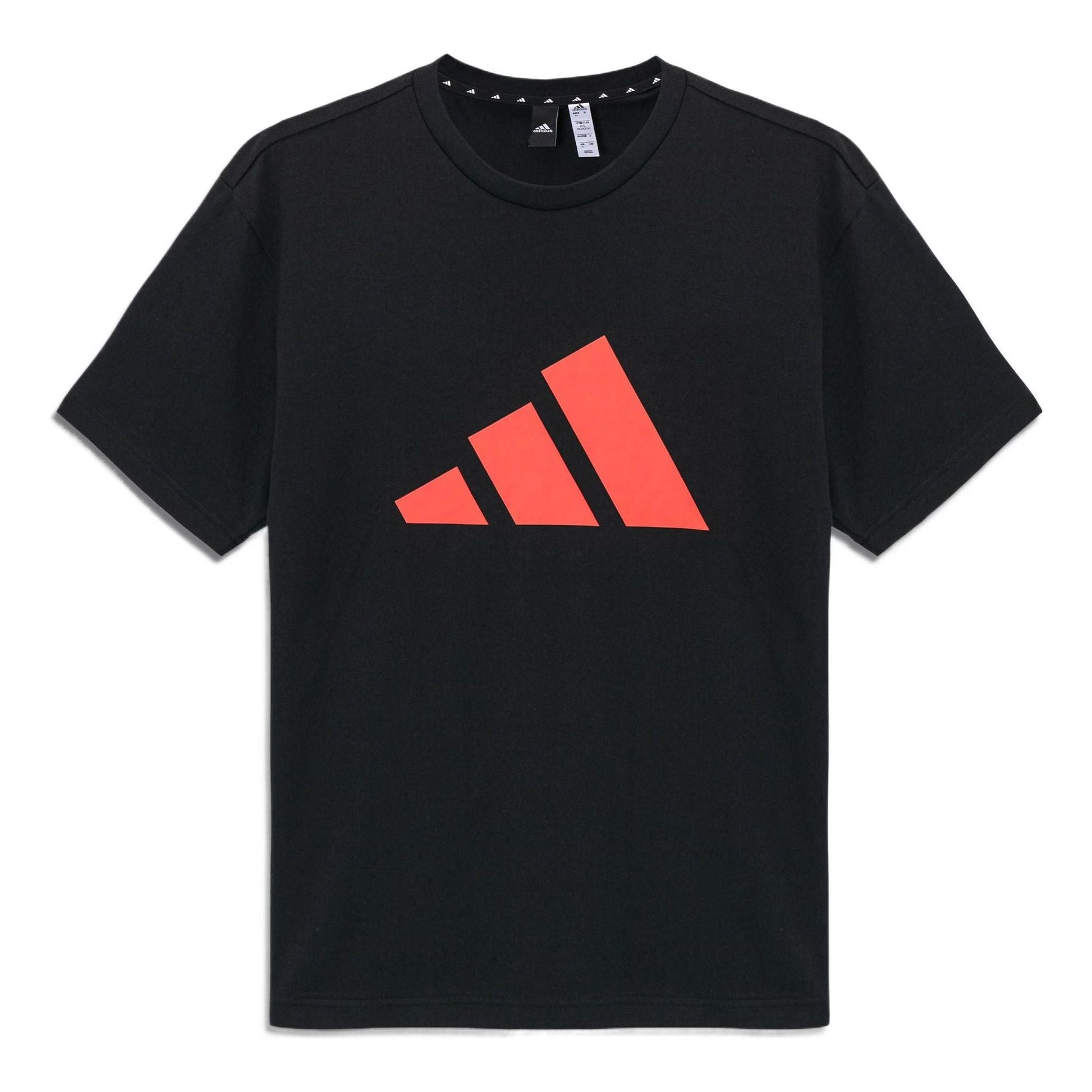 adidas Logo Printing Round Neck Pullover Short Sleeve Black H46568