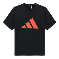 adidas Logo Printing Round Neck Pullover Short Sleeve Black H46568