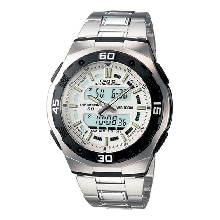 CASIO Sports Mens SilverBlack Analog/Digital Combo AQ-164WD-7A