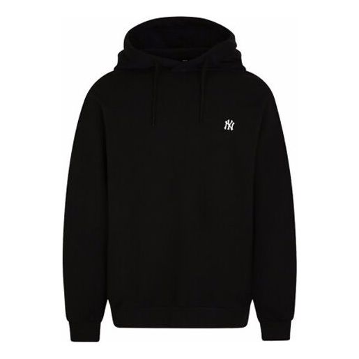 MLB NY hooded Long Sleeves Loose Small Label Athleisure Casual Sports Unisex Black 31HD02941-50L