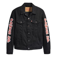 Men's Levis x SUPER MARIO Crossover Alphabet Printing Jacket Black 72334-0489