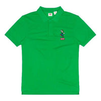 Men's Levis x SUPER MARIO Crossover Cartoon Embroidered Short Sleeve Polo Shirt Green 85631-0008