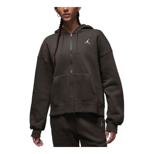 (WMNS) Air Jordan Brooklyn Fleece Full-Zip Hoodie 'Black' FD7865-220