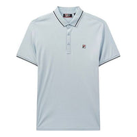 FILA Logo Solid Colour Sports Short Sleeve Knitted Polo Shirt For Men Blue F11M021121G-LB
