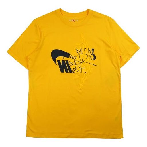 Air Jordan Wings logo Printing Short Sleeve Yellow AO0601-739