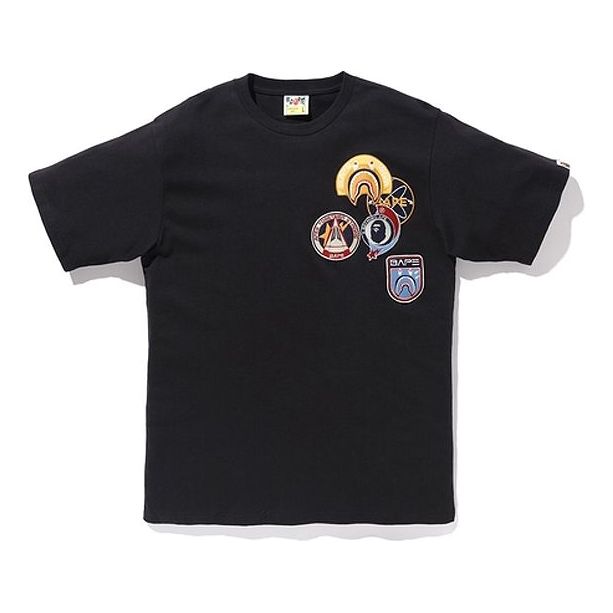 BAPE Crazy Patch Tee Short Sleeve Unisex Black 1F20-110-083