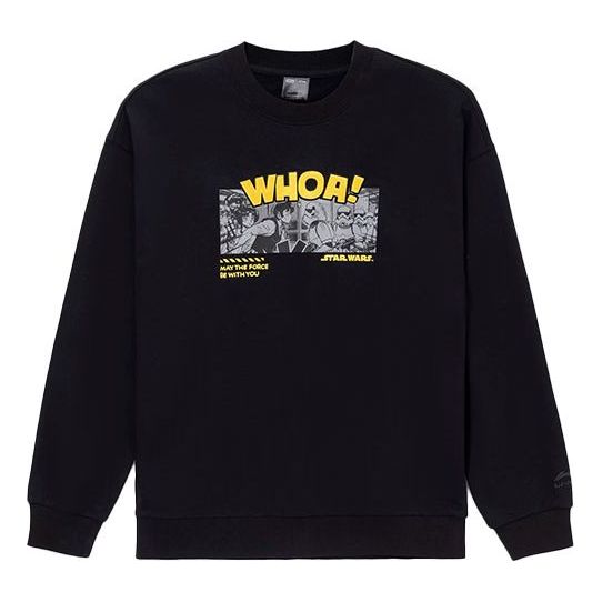 Li-Ning x Star War Crossover Sports Fashion Series Subject Printing Loose Round Neck Pullover Couple Style Black AWDS539-1