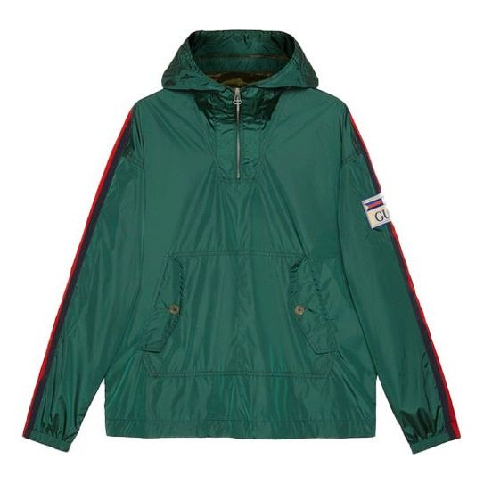 Men's Gucci Colorblock Nylon Hooded Jacket Green 654827-ZAGVU-3283