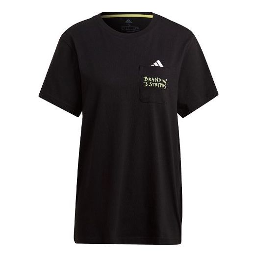 (WMNS) adidas Logo Pocket T-Shirts 'Black' GJ6533