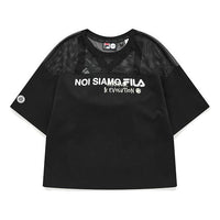FILA FUSION Mesh Short Sleeve Dark Black T-Shirt T11W131106F-BK