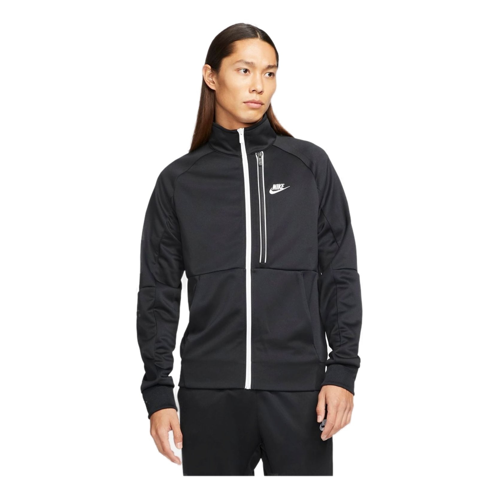 Men's Nike Solid Color Casual Micro Mark Printing Stand Collar Jacket Black DA0004-010