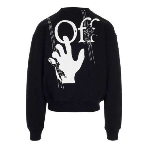 Off-White FW20 Hand Painted Graffiti Printing Pullover Men Black OMBA035E20FLE0011001