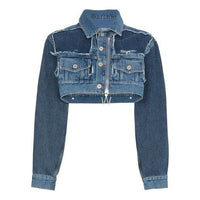 (WMNS) Off-White Short Zipper Jean Jacket Blue OWYE001R183860217301