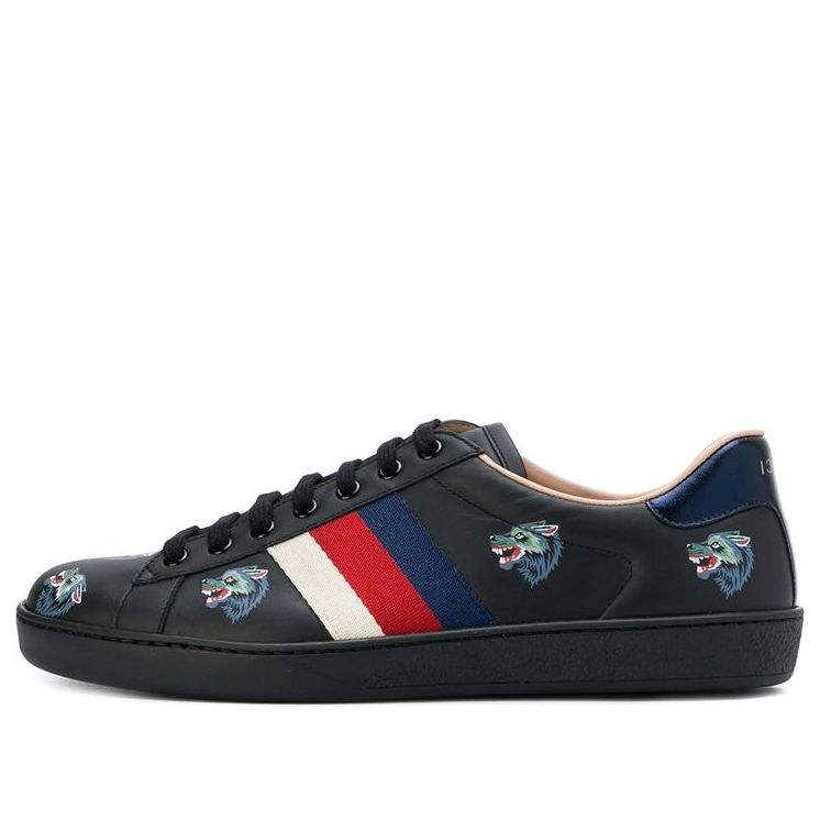 Gucci Wolf Pattern Casual Skate Shoes 'Black' 386750-0H810-1162