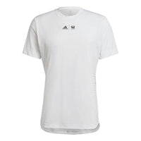 adidas FW22 Solid Color Logo Printing Round Neck Pullover Short Sleeve White T-Shirt HI5408