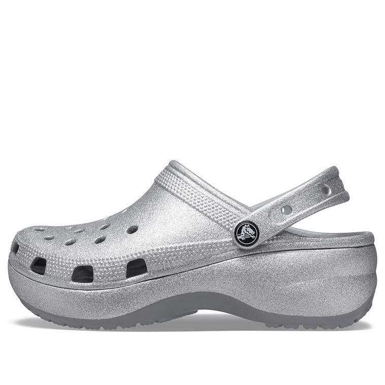 (WMNS) Crocs Classic Platform Glitter Clog 'Silver' 207241-040