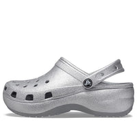 (WMNS) Crocs Classic Platform Glitter Clog 'Silver' 207241-040