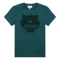 KENZO Tiger Head Printing Velvet Round Neck Short Sleeve Green FA62TS8464YJ-73