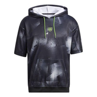 Men's adidas Drawstring Hoodie Short Sleeve T-Shirt Japanese Version Black HB5427