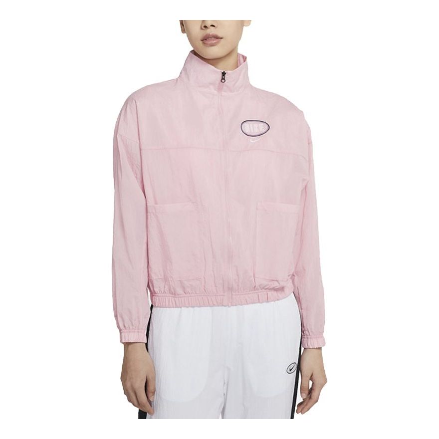 (WMNS) Nike Embroidered Logo Breathable Sports Stand Collar Jacket Pink CZ8319-632