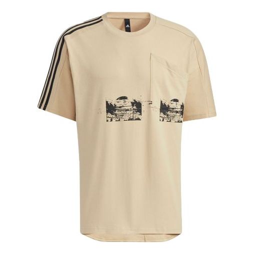 adidas M Artst Gr Tee Printing Sports Round Neck Short Sleeve Beige GN0770