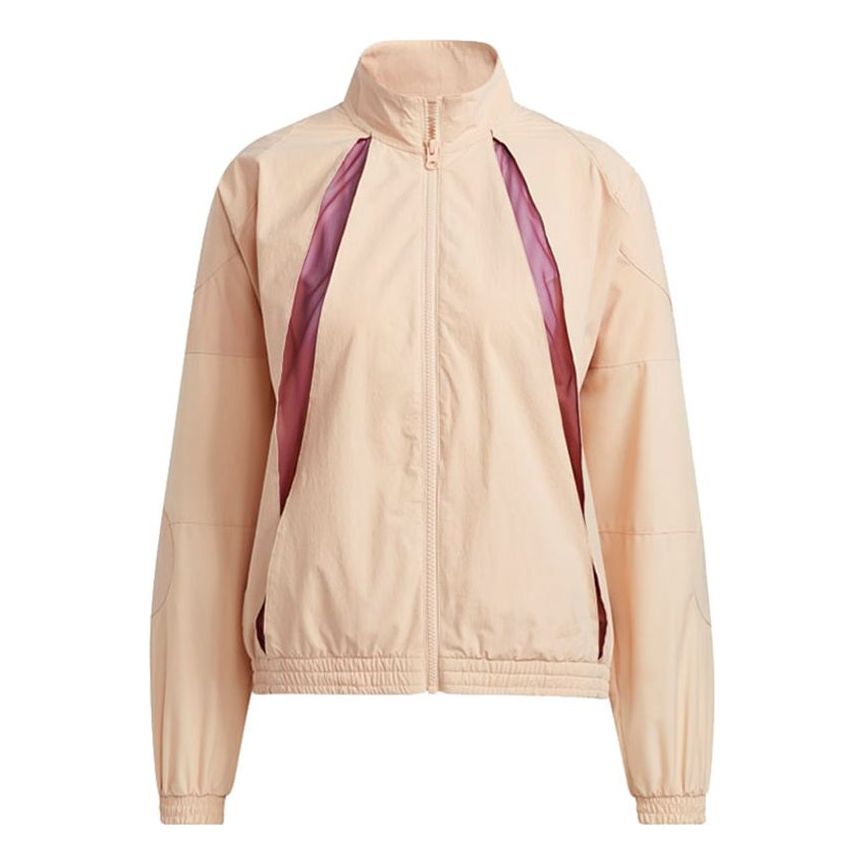(WMNS) adidas Sports Training Splicing Stand Collar Windproof Jacket Creamy White GR8113