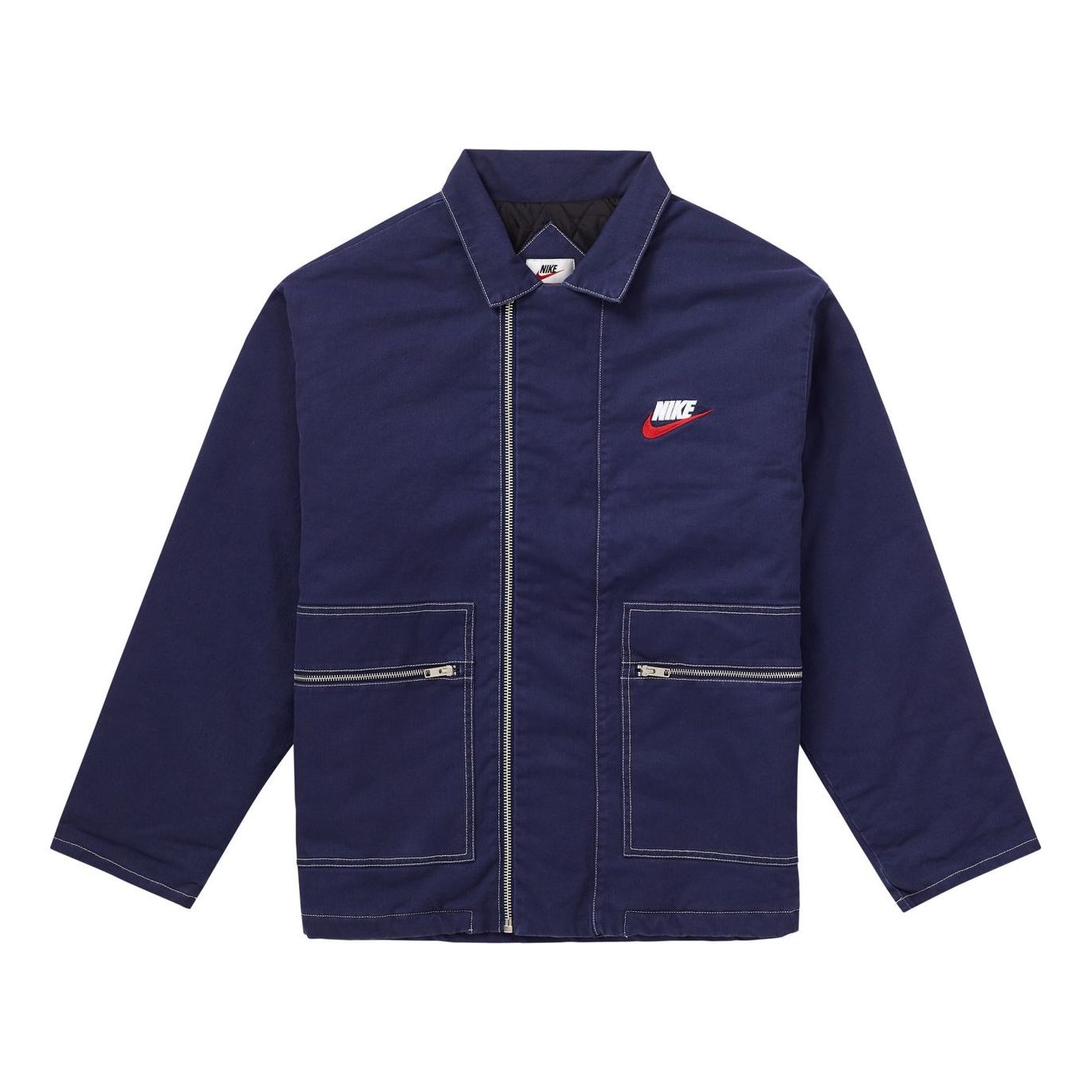 Supreme FW18 x Nike Double Zip Quilted Work Jacket Navy SUP-FW18-534